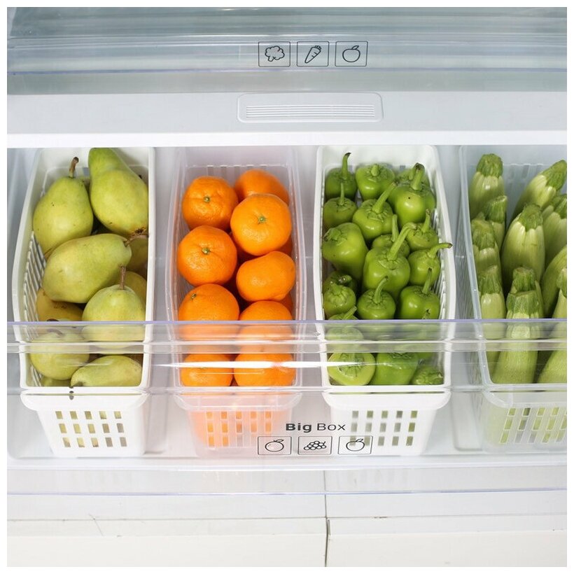 Корзинка для продуктов в холодильник DD Style, 12,5х29,9х17,5 см , белая - фотография № 4