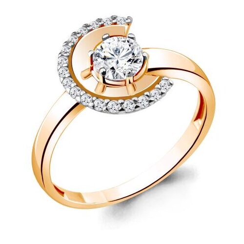фото Кольцо из золочёного серебра aquamarine а68809а-п с фианитом diamant-online