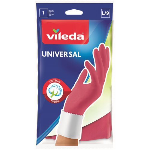 фото Перчатки vileda с хлопком universal, 1 пара, размер s, цвет розовый
