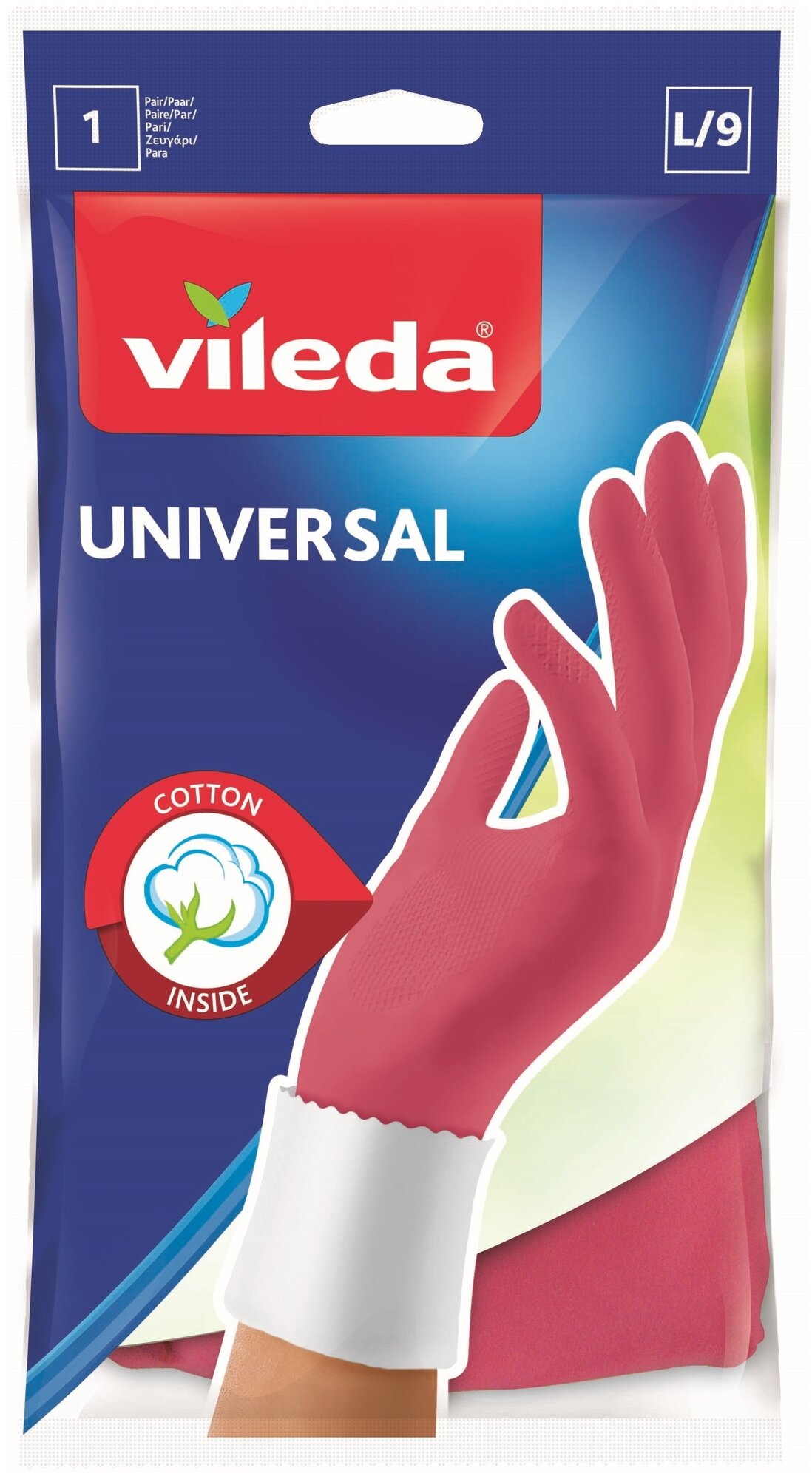 Vileda Перчатки Универсал с хлопком размер L 1 пара