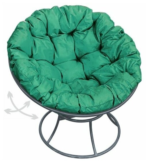 Кресло m-group папасан пружинка серое, зелёная подушка - фотография № 2