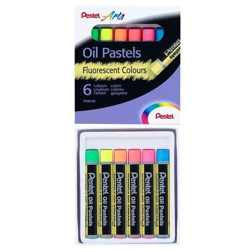 Pentel Пастель масляная флуоресцентная 6 цв. PHN-F6