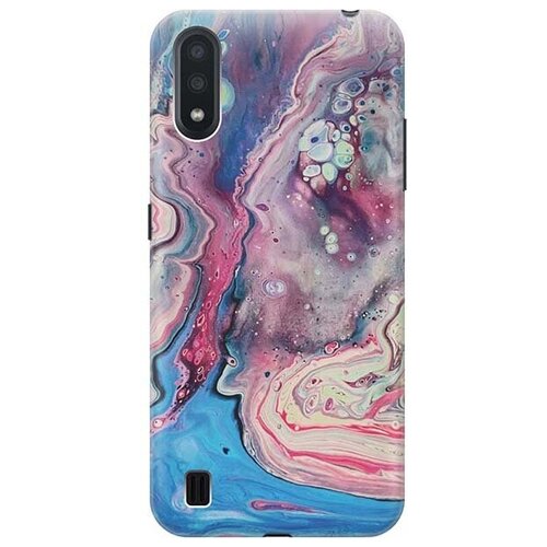 фото Ультратонкий силиконовый чехол-накладка для samsung galaxy a01 с принтом "разноцветный мрамор" gosso