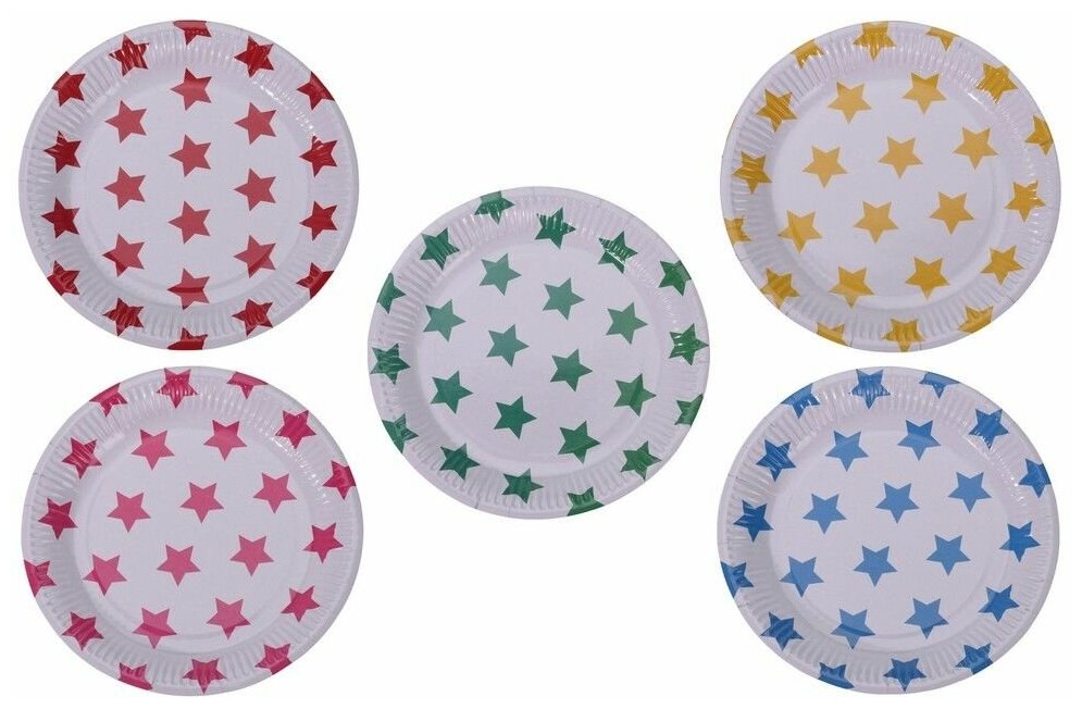 Набор бумажных тарелок весёлые звёздочки, 18 см (упаковка 10 шт.), Koopman International