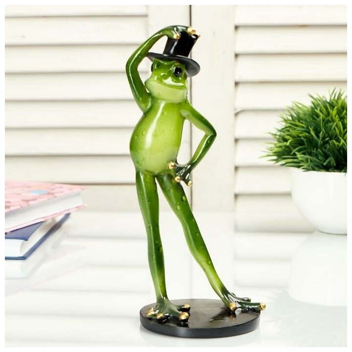 фото Сувенир полистоун "Лягуха в шляпе-цилиндре" 20,5х8х8,5 см 4766951