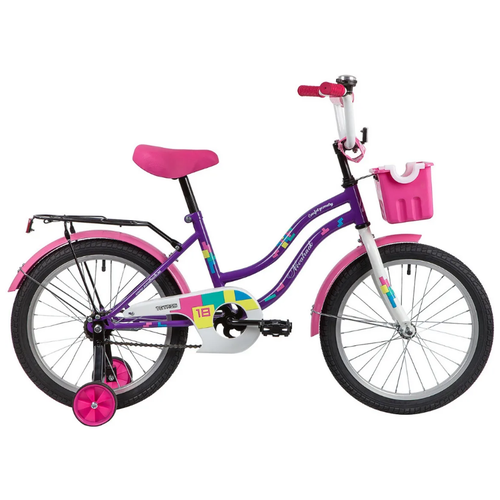 фото Велосипед детский 18" novatrack tetris, рост до 125 см , 6-7 лет, фиолетовый - розовый