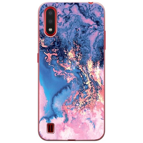 ультратонкий силиконовый чехол накладка clearview для samsung galaxy a51 с принтом green marble Ультратонкий силиконовый чехол-накладка ClearView для Samsung Galaxy A01 с принтом Blue Marble