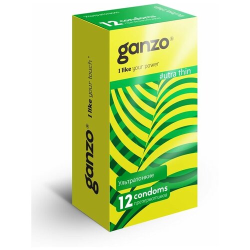 Купить Ультратонкие презервативы Ganzo Ultra thin - 12 шт., бесцветный, натуральный латекс, Презервативы