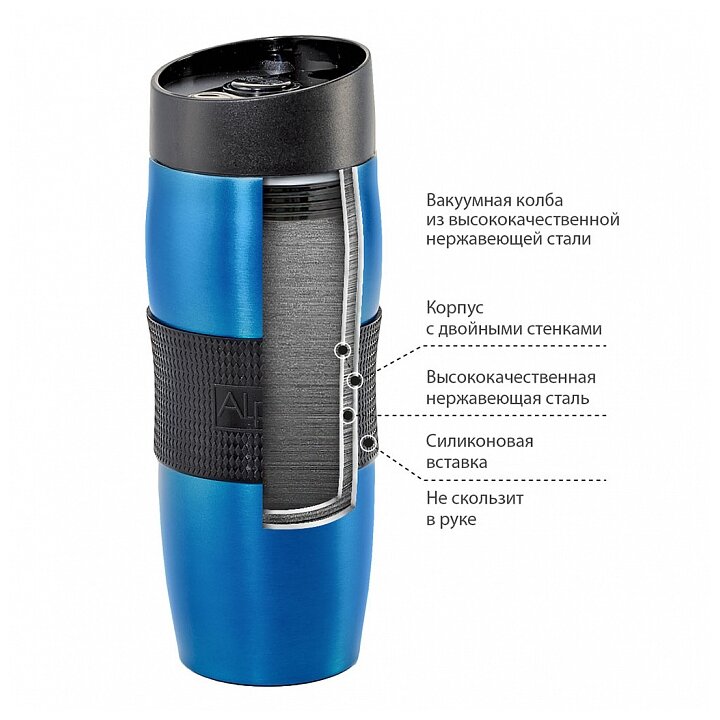 Термокружка Alpenkok 400ml Blue AK-04010A - фотография № 2