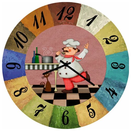 фото Svs настенные часы svs 3502691 повар готовит