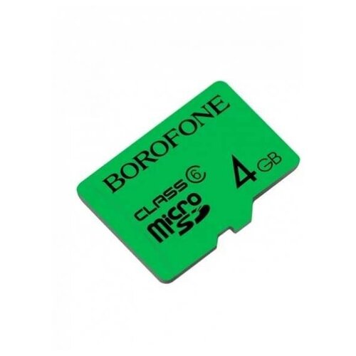 Карта памяти microSDHC BOROFONE, 4GB, зеленый карта памяти microsdhc borofone i 8gb синий