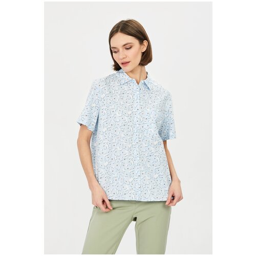 Блузка baon Рубашка с цветочным принтом Baon, размер: XS, голубой