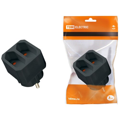 фото Блок на 2 гнезда 2п 2,5 а 250 b под плоскую вилку черный tdm tdm еlectric