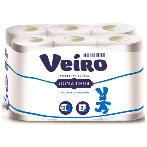Туалетная бумага двухслойная VEIRO Домашняя 12 рулонов туалетная бумага veiro домашняя белая двухслойная 6 рул