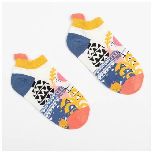 Носки Minaku, размер 36-41, синий, желтый minaku носки укороченные minaku суши размер 36 41 23 27 см