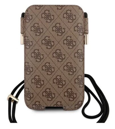 Guess для смартфонов чехол Pouch PU 4G Big metal logo Brown (M size, IP12), шт - фотография № 2