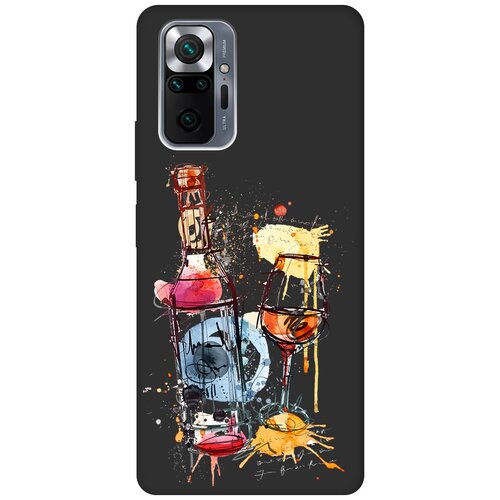фото Ультратонкий защитный чехол-накладка soft touch для xiaomi redmi note 10 pro с 3d принтом "акварельное вино" черный gosso