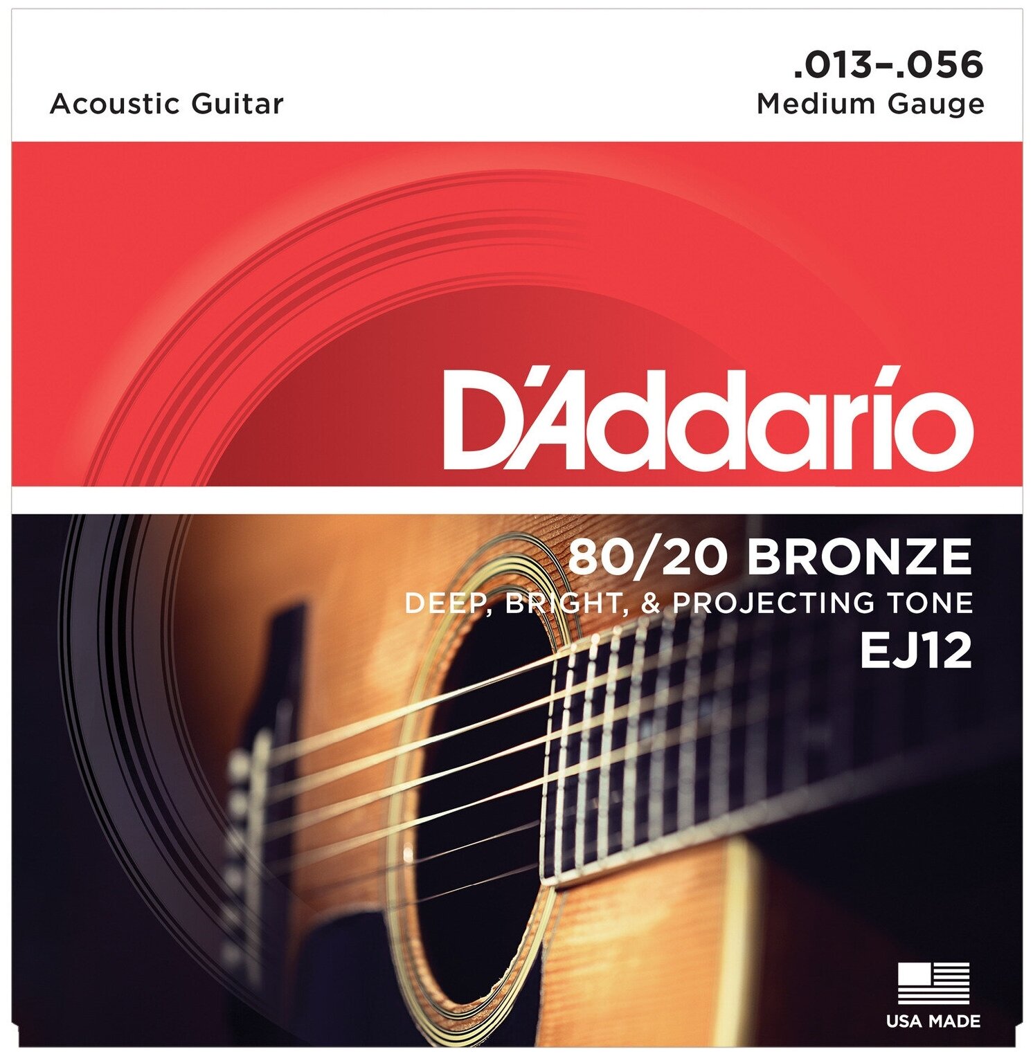 D'Addario EJ12 80/20 Bronze Acoustic Medium, 13-56 струны для акустической гитары