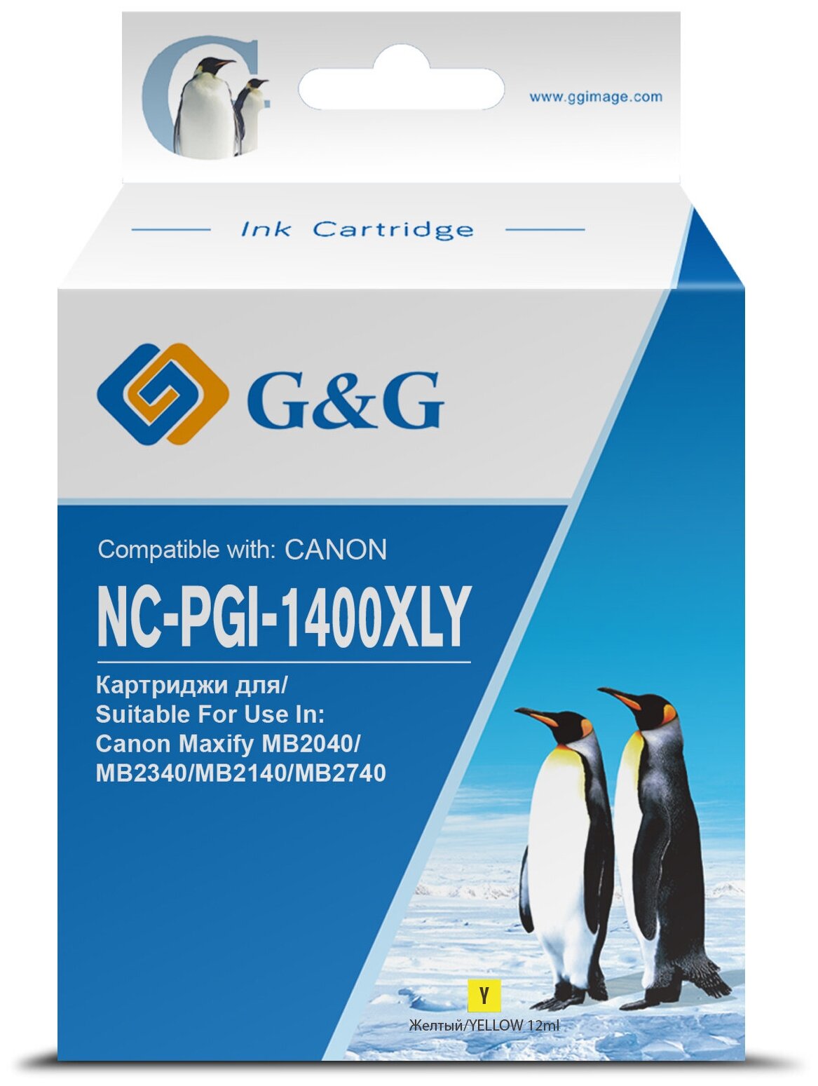 Картридж струйный G&G Gg-pgi-1400xly Pgi-1400xl Y желтый (12мл) для Canon MB2050/MB2350/MB2040/MB234 .