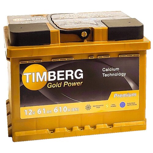 Аккумулятор автомобильный TIMBERG 61Ah 610A низкий обратная полярность