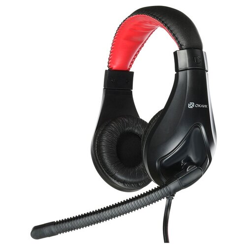 Компьютерная гарнитура OKLICK HS-L100, черный/красный наушники с микрофоном oklick hs l800g alien black