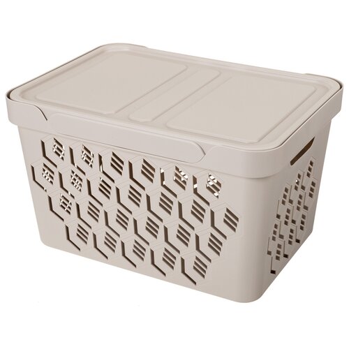 фото Econova ящик с крышкой универсальный deluxe 38 х 27.6 х 22 см светло-бежевый