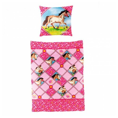 Комплект постельного белья Spiegelburg Pferdefreunde 10515, хлопок, розовый