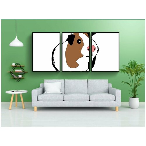 фото Набор модулных постеров для интерьера "морская свинка, гвинея вектор свинья, морская свинка арт" 60x90 см. в тубусе, без рамки lotsprints