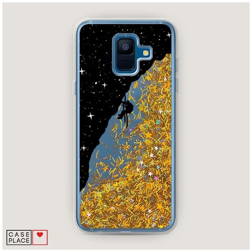 фото Чехол жидкий с блестками samsung galaxy a6 скалолаз в космосе case place