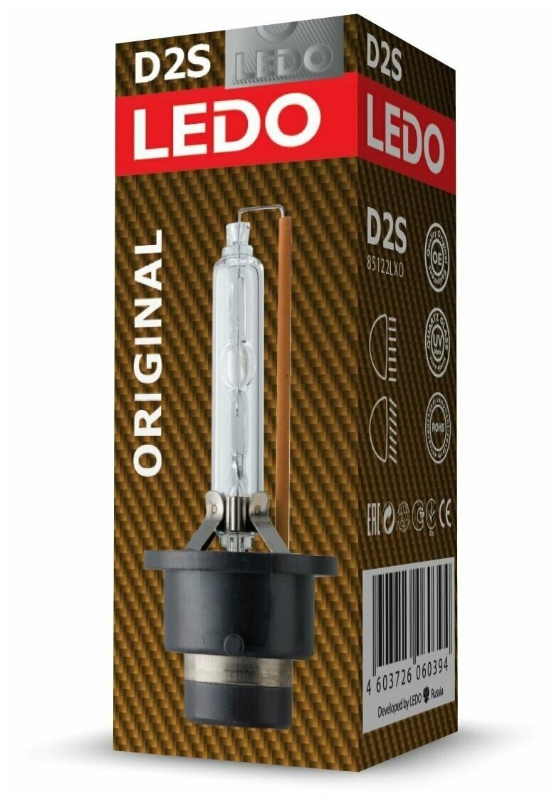 Лампа ксеноновая головного света D2S P32d-2 4300K Original 12V 35W картон 1шт, LEDO 85122LXO