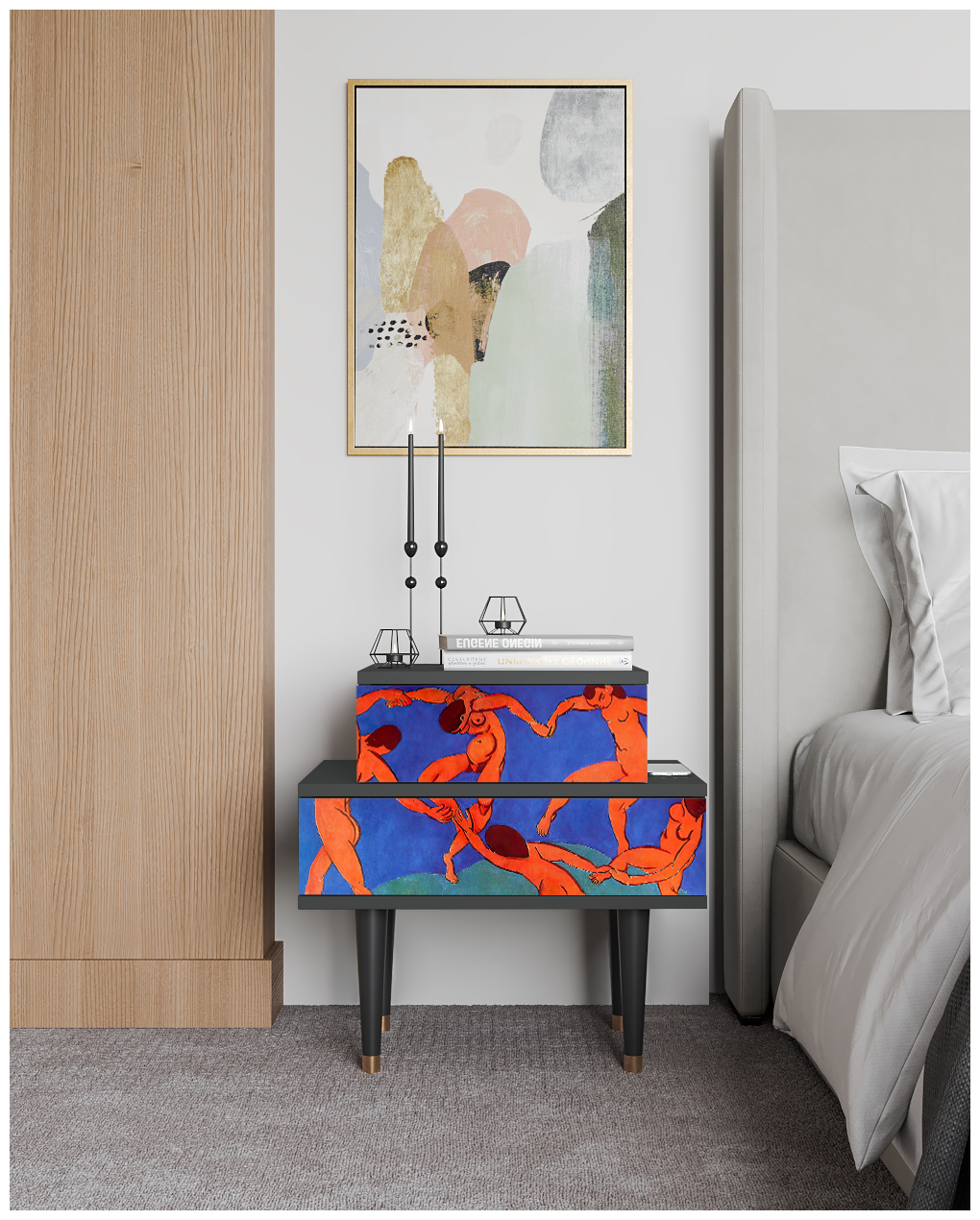 Прикроватная тумба - STORYZ - NS1 The Dance by Henri Matisse , 58 x 58 x 41 см, Антрацит