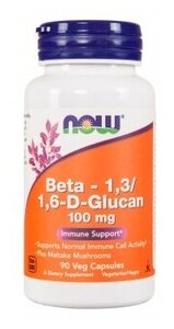 Фото NOW Beta-1,3/1,6- D- Glucan, 100 мг / 90 капсул вегетарианских,