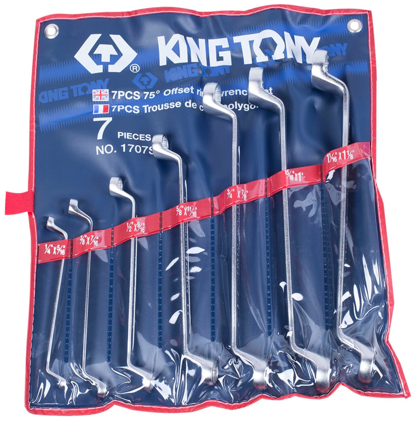 Набор накидных ключей, 1/4"-9/8", 7 предметов KING TONY 1707SR
