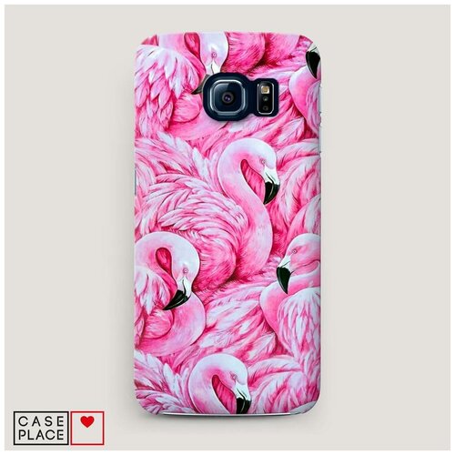фото Чехол пластиковый samsung galaxy s6 принт розовые фламинго case place