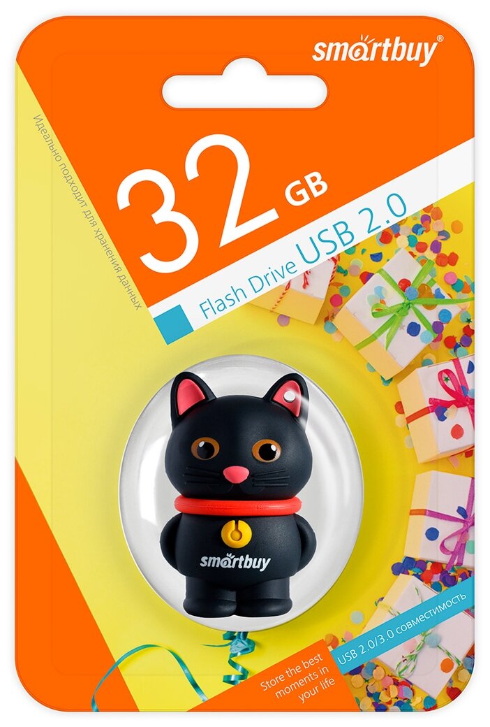 Флешка SmartBuy Wild Series Catty 32 ГБ, 1 шт., черный - фотография № 3