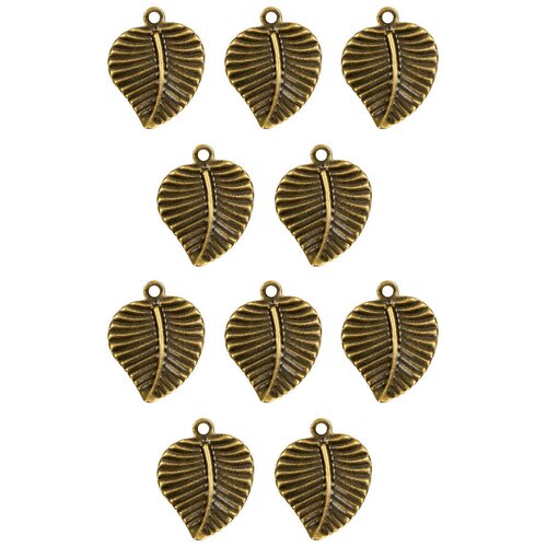 фото Набор подвесок, листик, длина - 22 мм, ширина - 18 мм, толщина - 0, 4 мм, диаметр отверстия - 2 мм, не содержит никель и свинец, 10 шт. kaboshon