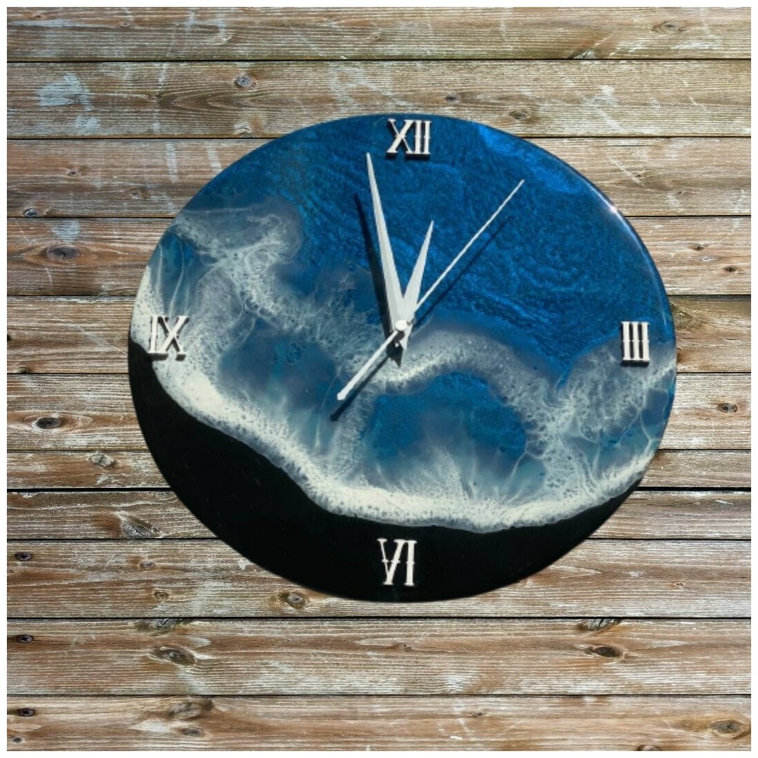 Авторские часы Синее море (ручная работа, размер d30)часы настенные/часы настенные бесшумные/часы настенные на кухню