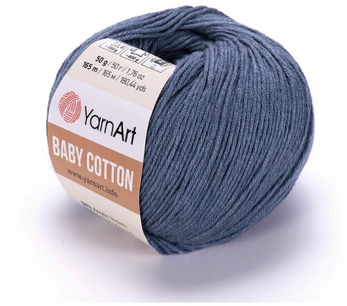 Пряжа для вязания YarnArt Baby Cotton (Бэби Коттон) - 10 мотков 453 серо-голубой, для детских вещей и амигуруми, 50% хлопок, 50% акрил, 165 м/50 г