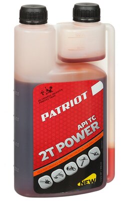 Масло машинное минеральное, для двухтактного двигателя, Patriot, Power Active 2T, 0.946 л, с дозатором, 850030568