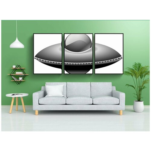 фото Набор модулных постеров для интерьера "нло, летающая тарелка, космический корабль" 60x90 см. в тубусе, без рамки lotsprints