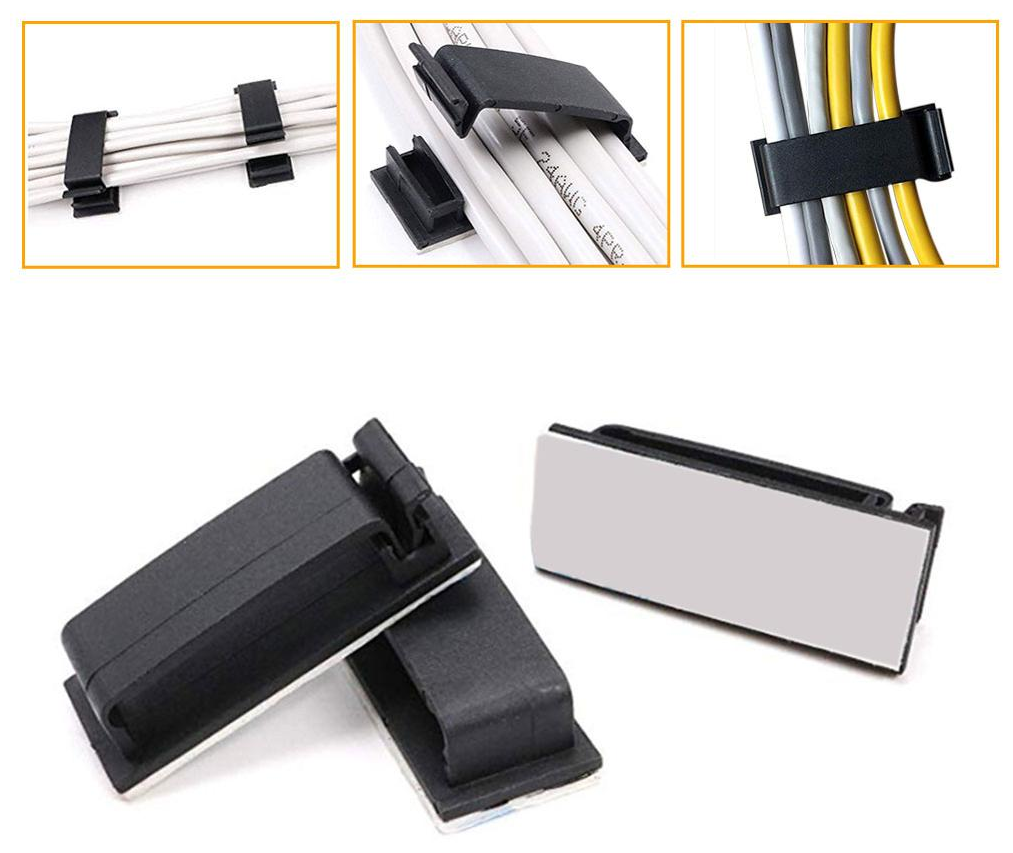 Клипсы для провода, держатель крепежи для проводов самоклеящейся, 15 шт, черный