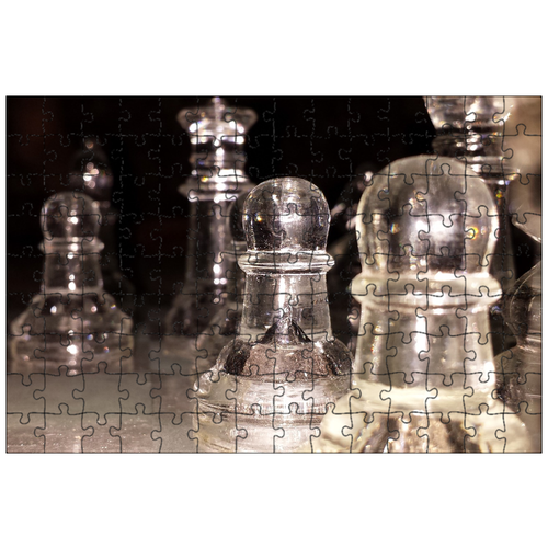фото Магнитный пазл 27x18см."шахматы, стекло, игра" на холодильник lotsprints