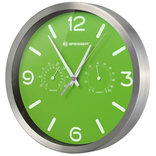 Часы настенные Bresser MyTime ND DCF Thermo/Hygro, 25 см, зеленые