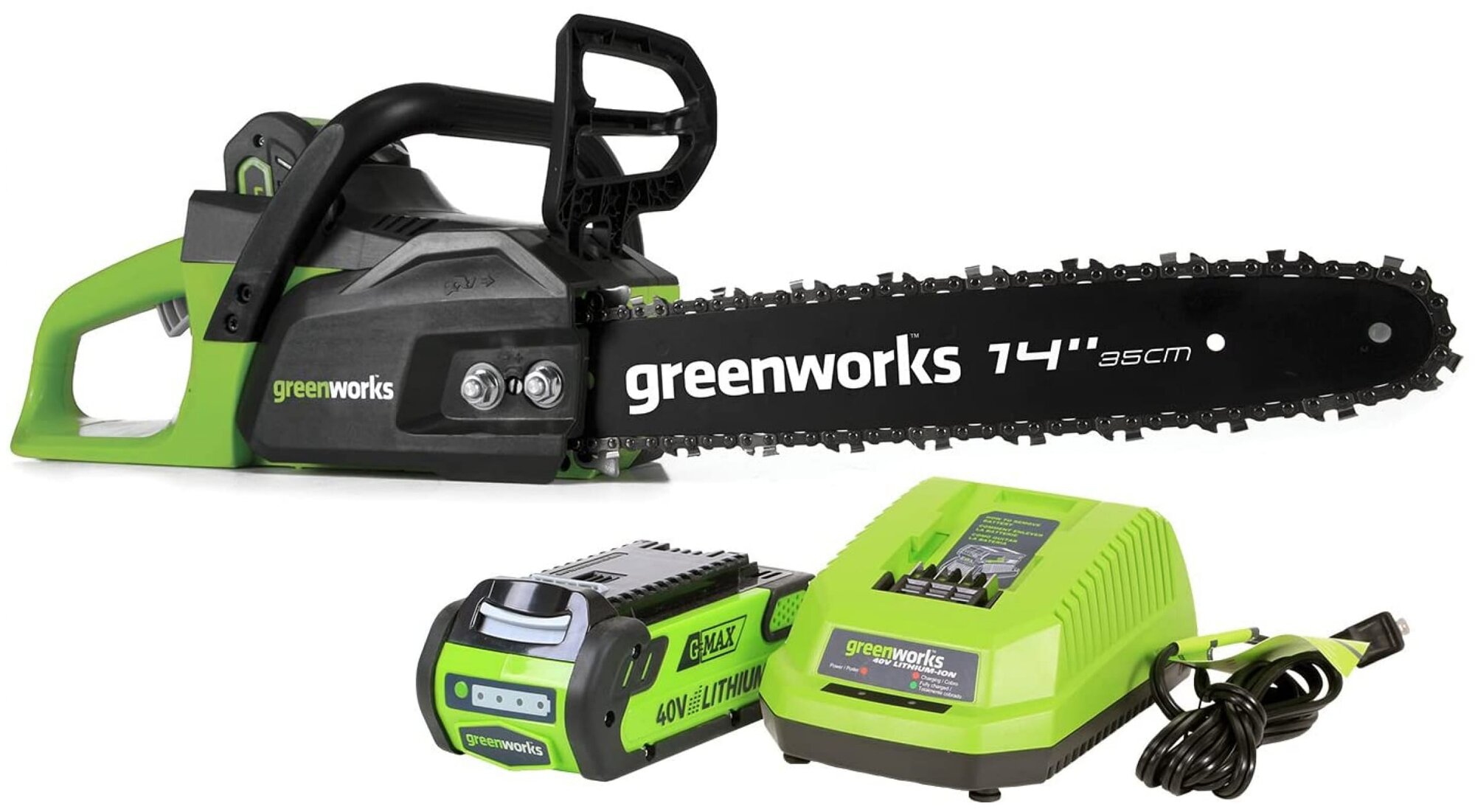 Аккумуляторная пила greenworks GD40CS15 (2005707UA) 1500 Вт 40 В/2 А·ч зеленый