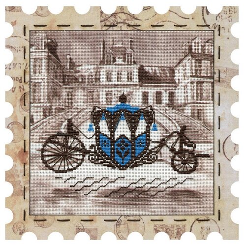 фото Набор для вышивания нитками "марка. карета", 24x24 см, арт. ко4013 nova sloboda