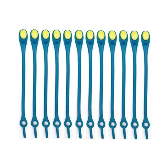 Силиконовые шнурки 12 шт, Бирюзовые с желтым
