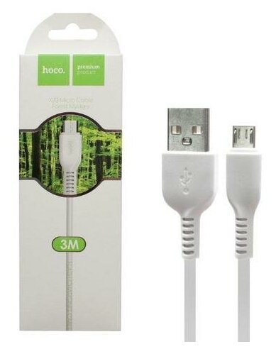 Кабель USB Micro USB X20 3M HOCO белый