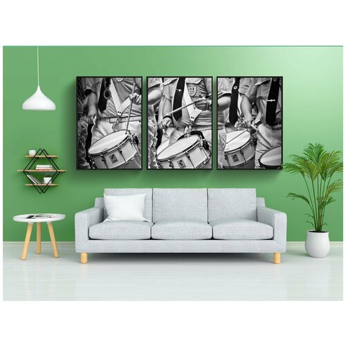 фото Набор модулных постеров для интерьера "барабанщик, барабан, музыка" 60x90 см. в тубусе, без рамки lotsprints