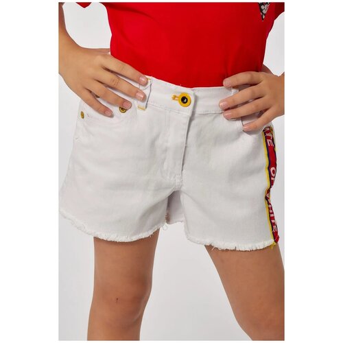 фото Шорты джинсовые colabear, размер 138 см, белый, 185636