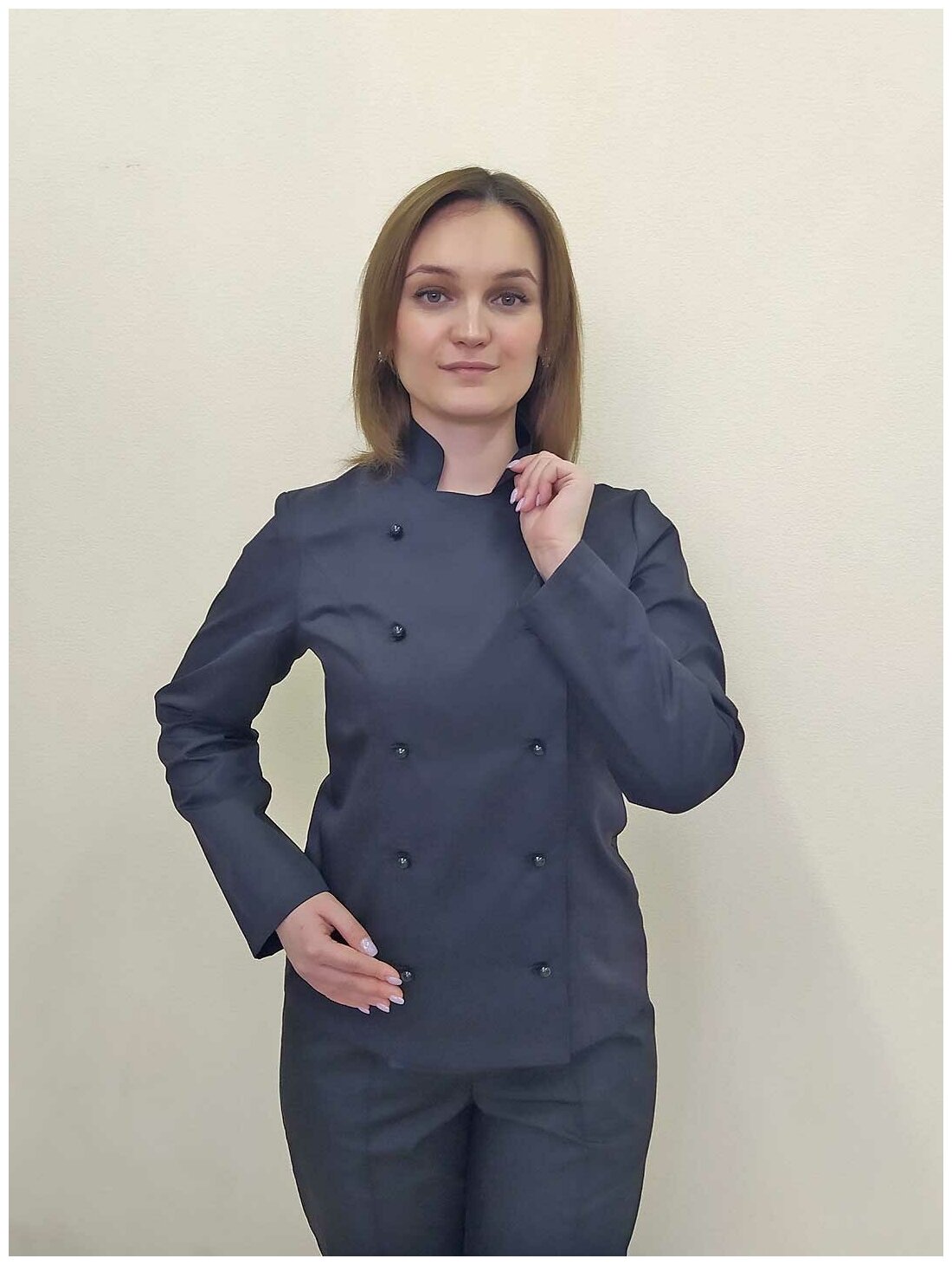 Куртка женская поварская, производитель Фабрика швейных изделий №3, модель М-33, размер 56, цвет черный